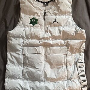 Jordan Delbarton Skiing White Puffer Vest with Logo